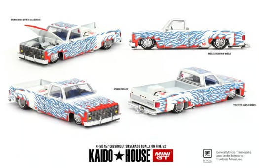 Mini GT 1/64 Chevrolet Silverado Dually on Fire V2 Kaido House image