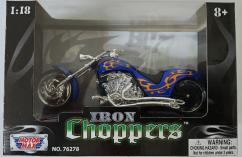 Motormax 1/18 Iron Chopper Motorcycle - Blue/Orange image