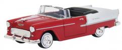 Motormax 1/43 1955 Chevrolet Bel Air Convertible White/Red image