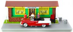 Motormax 1/43 1955 Chev Bel Air with Frat House Diorama image