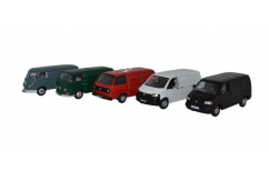 Oxford 1/76 5 Piece VW Van Set - T1/T2/T3/T4/T5 image