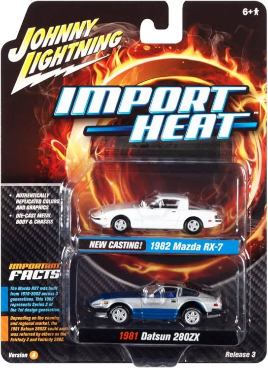 Johnny Lightning 1/64 Mazda RX-7 1982 & Nissan 280ZX 1981 'Import Heat Twin Pack' image